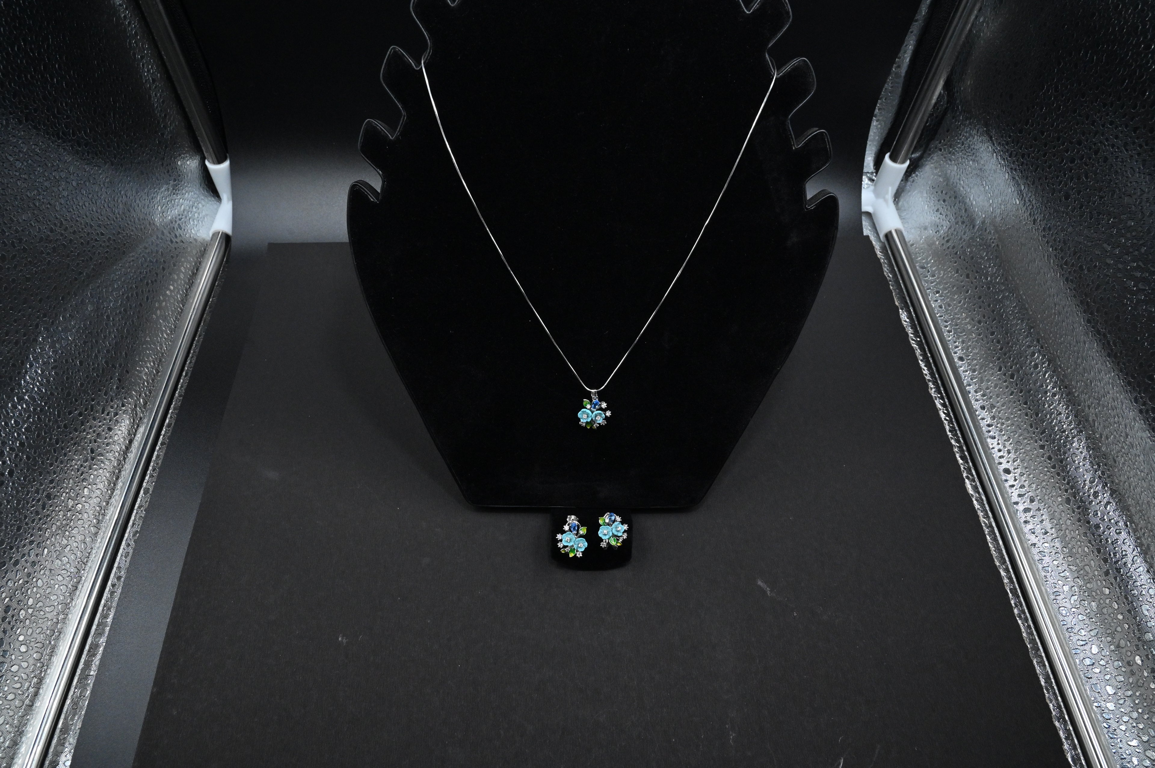 925 Sterling Silver flower Pendant Earring handcrafted Jewellery Set